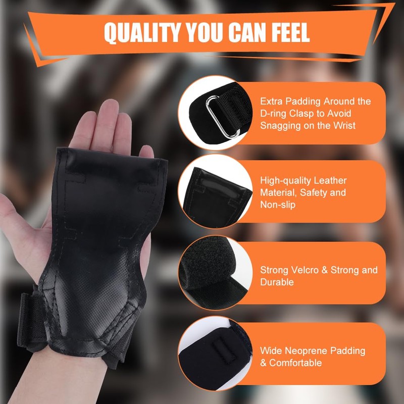 AMFUN Lifting Straps Strength Training Lifting Straps Leather Non-Slip Grip