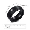 8mm Titanium Steel Black Fidget Ring Engraved Small Cross Stainless