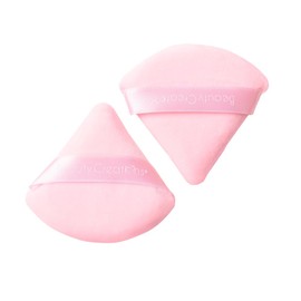 Pink Triangle Powder Puffs "PUFF PUFF SET" (Includes 2 Pieces & Clear Reusable Pouch) By Beauty Creations