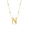 DERDALN 14K Yellow Necklace N Initial Letters Alphabet Dangling charms Pendant for Women