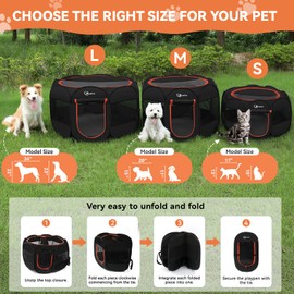 Siedihit Black Dog Cat Playpen, Puppy Pet Playpen Indoor for Small Dog Crate Tent Cage Outdoor, Portable Pop Up Dogs Enclosure Kennel with Carrying Case for Dogs/Cats/Rabbits