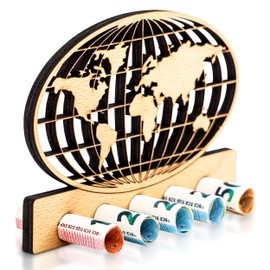 DARO Design - World Map, Globe, Travel - Money Gift Wood