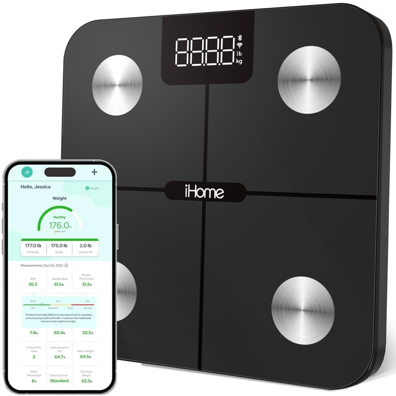 iHome Digital WiFi Smart Scale for Body Weight, Weight Scale,
