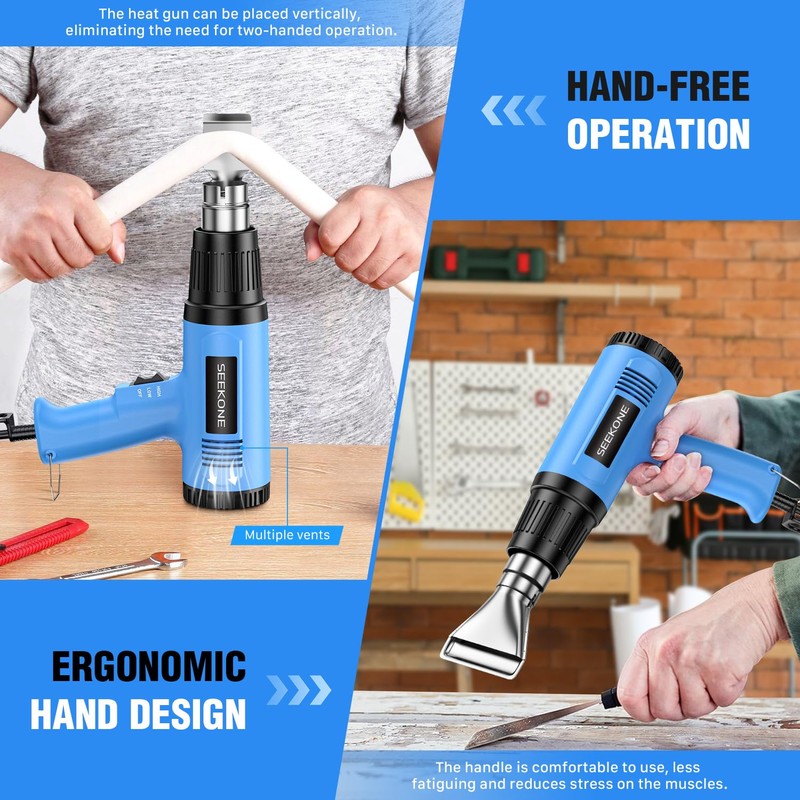 SEEKONE Heat Gun, 1800W Heavy Duty Hot Air Gun Kit