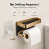 Aluminum Toilet Paper Holder with Shelf – No-Drill Black Gold
