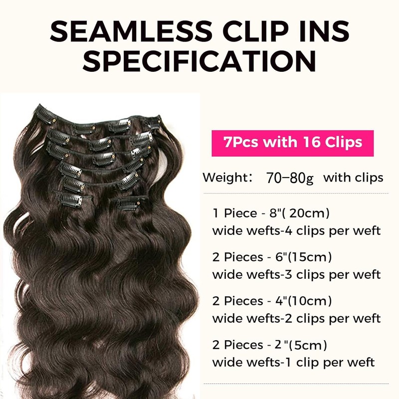 Clip in Hair Extensions 7pcs 70g Clip in Hair Extensions
