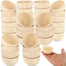 Medanera 42 Pcs Wooden Pinch Bowl 1.5 oz Small Unfinished Wooden Bowl Mini Round Wood Bowls for Sorting Kitchen Rice Soup Noodle Candy Nuts Spice Party