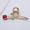Red Elegant Rose Metal Hair Claw Clips, Large Shark Clips