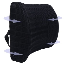 Mendler Lumbar Cushion HWC-N77, Back Cushion, Lumbar Support, Memory Foam Fabric/Textile, Washable Attachment Belt, Black