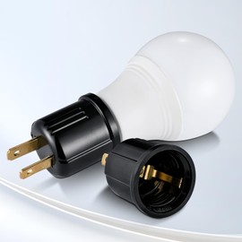 Outlet to Socket Adapter,Plug-in Light Socket,Convert Outlet to Light Bulb Socket,Polarized 2-Prong Outlet to E26 E27 Screw Base Bulb Socket, 660 Watt, 125 Volt, UL Listed (4-Pack)