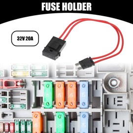 Partuto 1 Pc Standard 32V 20A Universal Fuse Holder - Automotive Truck SUV Car Fuse Tap Adapter - Plastic Metal Black Red