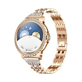 connected wrist Lady's Fashion Smartwatch BT Call 1.32inch Round Screen Health Monitoring Fitness Tracker Waterproof AI Voice Assistant Women's i58 Smart Watch Synthetic Diamond Band (Gold)