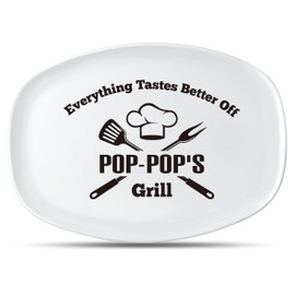 R HORSE Father Grill Platter Gift Grandpa BBQ Serving Tray Plate White Oval Serving Dishes Grandpa Men Father Day Birthday Christmas New Year Gift for Salad Dessert Appetizers Outdoor Indoor Cooking