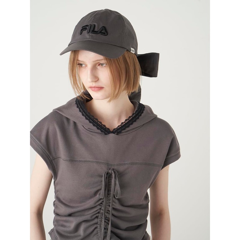Fur RWGH254502 Women's Big Ribbon Cap, CGRY, Free size