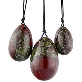 KYEYGWO Dragon Bloodstone Reiki Healing Crystal Yoni Eggs Set with 3 Sizes, Polished Oval Ball Eggs Massage Stones Women's Gemstone Egg for Strengthening Pelvic Floor Muscles and Kegel Exercise