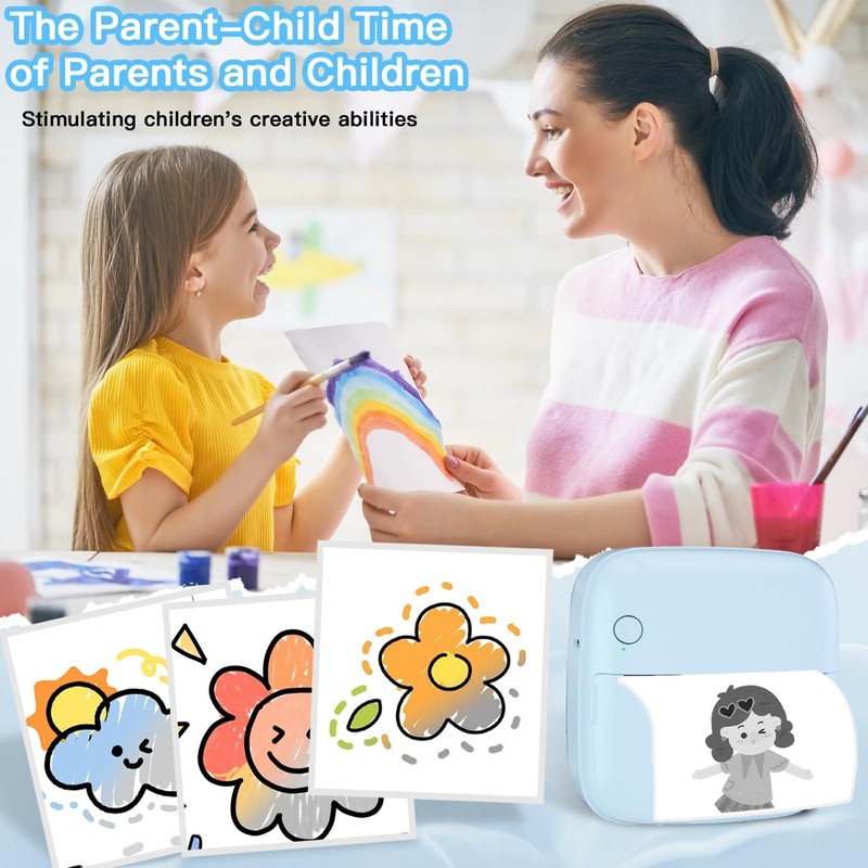 Sticker Printer Print Pod with 6 Rolls Sticker Paper, Seven