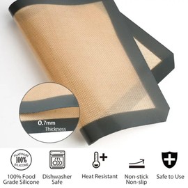 2-Pack Silicone Baking Mat - Nonstick Reusable Baking Sheet liners, Silicone Mat, Cookie sheets for baking trays, Oven Safe baking supplies, silicone baking accessories - (Dark Gray)