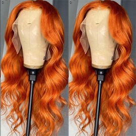 Orange Ginger Lace Front Wigs 24 inch Human Hair Body Wave 13x4 HD Lace Frontal Wigs Human Hair Colored Wigs for Women