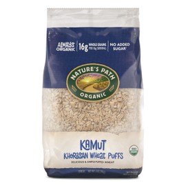 Nature's Path Organic Kamut Puffs Cereal,Earth Friendly Package, Khorasan Wheat Puffs, Non-GMO, 16g Whole Grains, No Added Sugar,6 Ounce (Pack of 12)