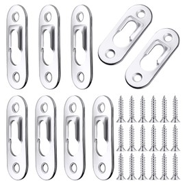Single Keyhole Hangers, Metal Keyhole Hangers, Keyhole Hanging Fasteners, 30 Pieces Keyhole Hanging Plates with 60 Pieces Mount Screws, 43 x 16 mm (Silver)
