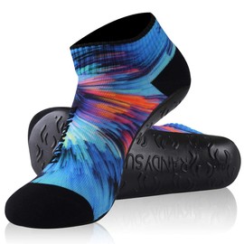 RANDY SUN Sock Shoes for Men and Women, Beach Barefoot Socks, Quick Drying Beach Socks with TPE Sole, Beach Shoes for Beach Volleyball, Surfing, Blue short tube