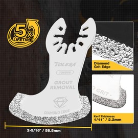 TOLESA Oscillating Multi Tool Swing Diamond Blades, Diamond Oscillating Tool Blade, Mortar Cutting Saw Blades for Grout Removal (TOSD58), 3-Pack