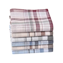 Houlife 100% Cotton Men's Stripe Soft Checked Pattern Handkerchief 6 Pieces (Multi, 9 Pieces)