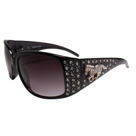 Horse Emblem Rhinestone Western Rustic Bling Cowgirl Style Sunglasses