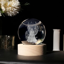 AWARDSEN 3D Guardian Angel Gift Crystal Angel Figurines for Women 60mm Crystal Ball Gifts for Women Glass Paperweights Home Decorations