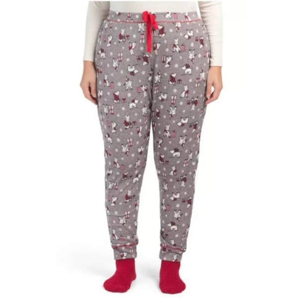 Laura Ashley Plus Holiday Scottie Dog Jogger Lounge Pants with