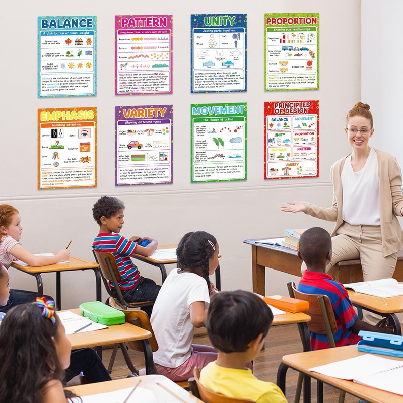 gisgfim 8Pcs Principles of Design Poster Set Back to School