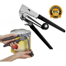Unbranded Commercial Crank Can Opener Heavy Duty Ergonomic Design Silver/Black