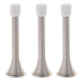 Door Stops, Bendable Spring Steel Door Stoppers, Wall Mounted Door Stopper with Rubber Bumper Tips and Screws (Brushed) 3 Pack