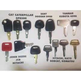 All (14) Key Set, Heavy Equipment, John Deere, Cat, Komatsu, Bobcat, Hitachi, Case,