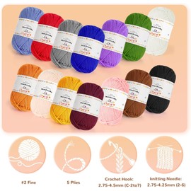 Aeelike 200 g (4 x 50 g) Acrylic Wool for Knitting, 5Ply Cotton for Crochet, Ultra Soft Baby Wool, Hand Knitting Yarns, Crochet Socks, Hats, Scarves, Dolls, Pet Clothes, Silver Grey