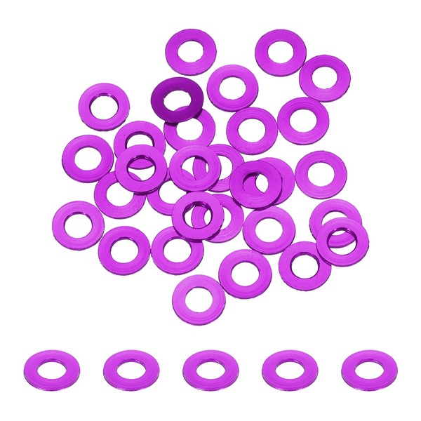 QUARKZMAN 30pcs M3 Flachunterlegscheibe eloxiertem Aluminium Runde Senkkopf-Unterlegscheibe Lochdurchmesser 3