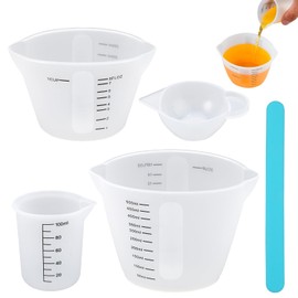4 Pieces Silicon Measuring Cups Epoxy Resin Mixing Kit with Graduations