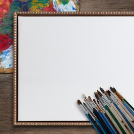 Kate and Laurel Sylvie Beaded Blank Vintage Framed Canvas Wall Art, 18x24 White, Modern Empty Canvas for Paint-Your-Own Art, Framed