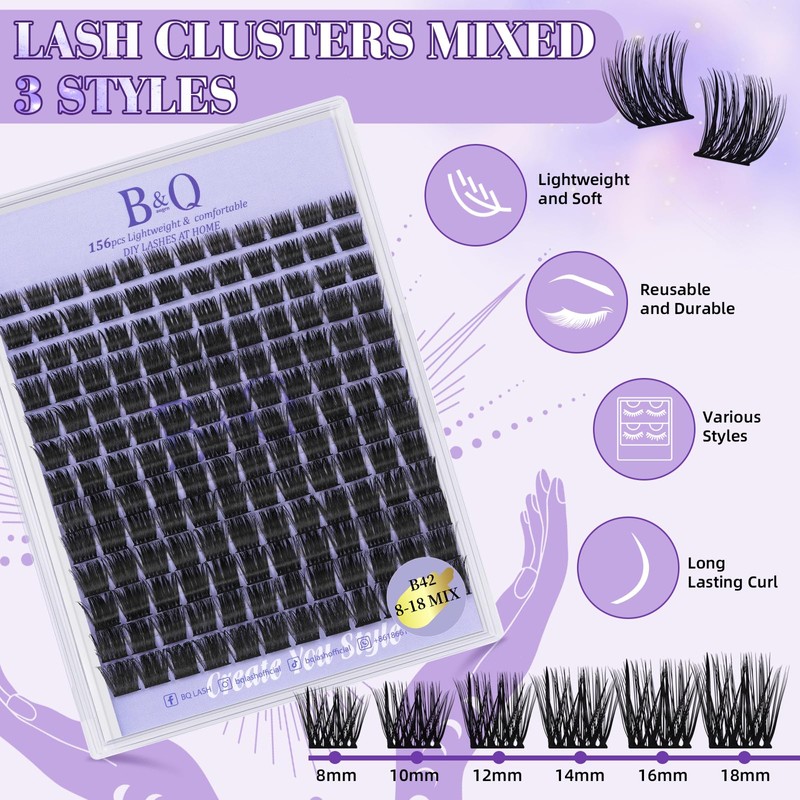 B&Q Wispy Lash Clusters Kit B42, DIY Lash Extension Kit
