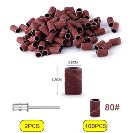 Yoezuo Pack of 100 Sanding Sleeves, Sanding Belts Nail Cutter Attachment Sanding Caps with Nail Drill 80 Inches for Manicure Pedicure Nail Design Nail Art (with 2 x Nail Cutter Bits)