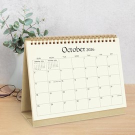 SKYDUE Desk Calendar 2026-2027, Jan 2026 – Jun 2027, 8.3" x 6.3", Black Minimalist Style, Eye-Care Paper, Double-Wire Binding, To-Do & Notes Sections, with 280 Planner Stickers