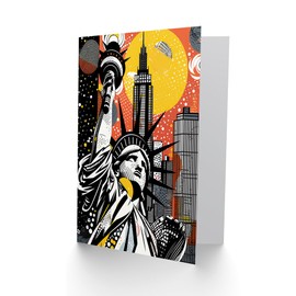 Artery8 New York Collage NYC Halftone Pop Art for Him or Her Man Woman Birthday Thank You Congratulations Blank Art Greeting Card