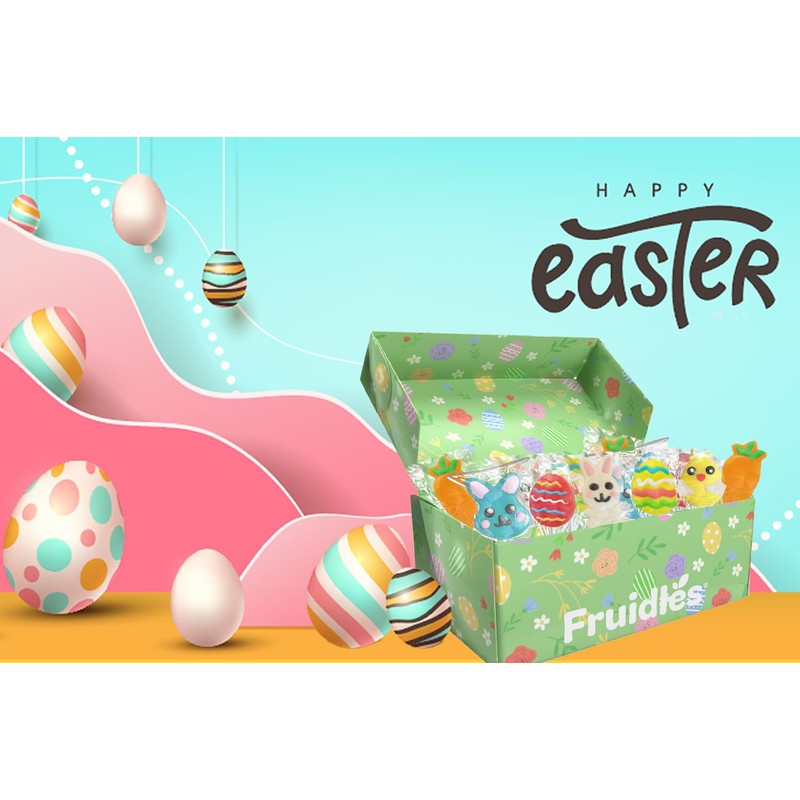Fruidles Happy Easter Variety Pack Lollipops Suckers, Colorful Easter Eggs,