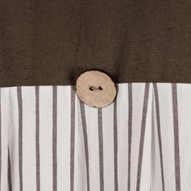 DOSLY IDÉES Farmhouse Shower Curtain,Beige and Brown Stripe,Button Curtain,Linen and Cotton Woven Fabric,Rustic Charm Country Chic Style,72x72 in