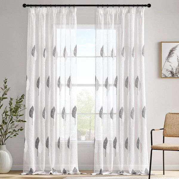 MIULEE Curtains with Ruffle Tape, Living Room Curtain Grey and