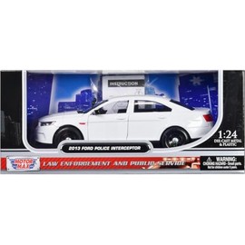 2013 Ford Police Interceptor Unmarked White Police Car 1/24 by Motormax 76924
