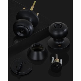 （3 Sets） All Keyed Alike Entry Door Knobs and Single Cylinder Deadbolt Lock Combo Set, Security for Entrance and Front Door with Classic Flat Ball Matte Black Finish by Lanwandeng