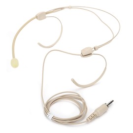 fasient1 3.5mm Headset Microphone, Mini Portable Binaural Hanging Condenser Microphone Headband Mic for Bodypack Transmitter for Stage Church Leturer - Beige