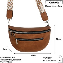 Bum Bag Shoulder Bag Crossbody Bag Waist Bag Faux Leather Italy Design, Cognac, Belt Bag & Waist Bag