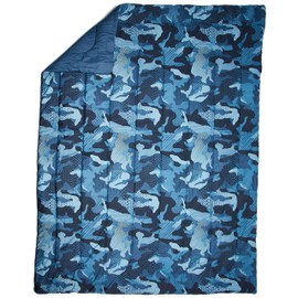 dream FACTORY Easy-Wash Super Soft Comforter Bedding, Twin, Blue Geo Camo